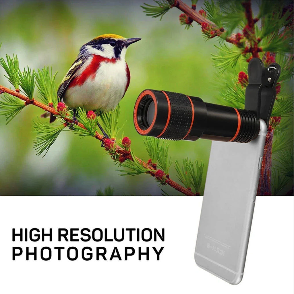 Universal 8X 12X 20X Cell Phone Clip Lens Zoom Telescope Wide Angle Fish Eye Macro Lens for Xiaomi 14 iPhone 15 Samsung Oneplus