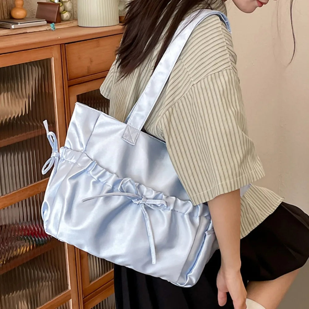 Trendy Bowknot Handbag Shoulder Bag Large Capacity Casual Tote Bag Underarm Bag Daily Commuting Bag Travel Beach Bag