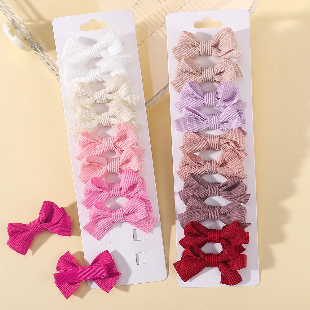 10pcs/set Girls Princess Solid Hairpins Hair Bows Nylon Safe Hair Clip Barrettes for Infants Toddlers Kids Baby Hair Accessories