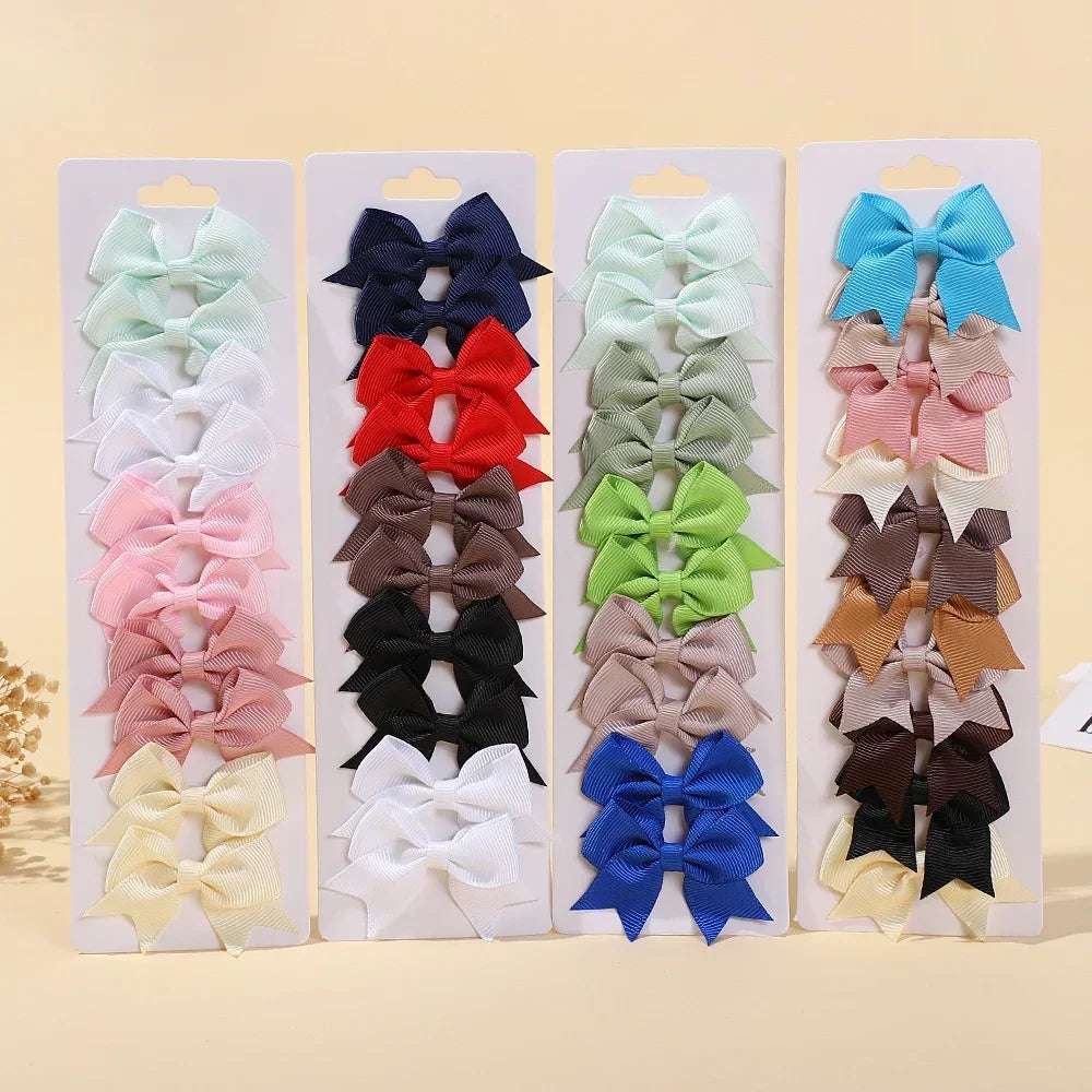 10Pcs/Set Cheer Bow Solid Ribbon Hair Clips Pin for Girl Handmade Bows Hairpin Barrettes Children Headwear Kids Hair Accessories