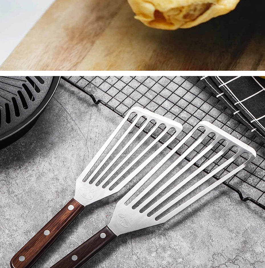 Kitchen Frying Spatula Non-slip Stainless Steel Slotted Turner & Fish Spatula Leaky Shovel Fish Slice Kitchen accessories