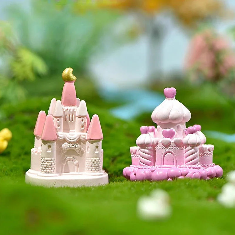 Cartoon Girl Heart Fairy Tale Castle Micro Landscape Cake Decoration Dream Moon Castle Resin Decorating Pieces Home Accessories