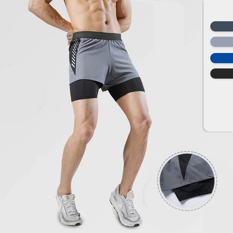 (S-5XL) Men's Anti Embarrassment Loose Quick Dry Man Sport Shorts with Invisible Pocket Teens Fitness Gym Short Pants MM426