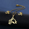 Fashion Women Men Silver Color Gold Titanium Steel Punk Necklace Earrings  Jewelry Gift