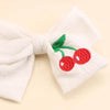 Oaoleer 1Pcs New Cherry Embroidered Hair Bow Clips for Kids Girls Cute Bowknote Barrettes Hairpin BabyHeadwear Hair Accessories