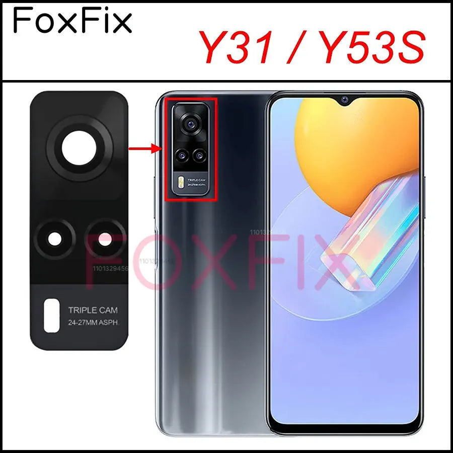 Rear Back Camera Glass For vivo Y31 Y51 Y51A Y53S Main Camera Lens Glass Cover Replacement With Adhesive Tape V2030 V2031 V2036