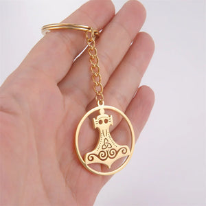 EUEAVAN Stainless Steel Nordic Viking Thor Hammer Mjolnir Pendant Keychain Celtic Trinity Knot Keyring Good Luck Amulet Jewlery