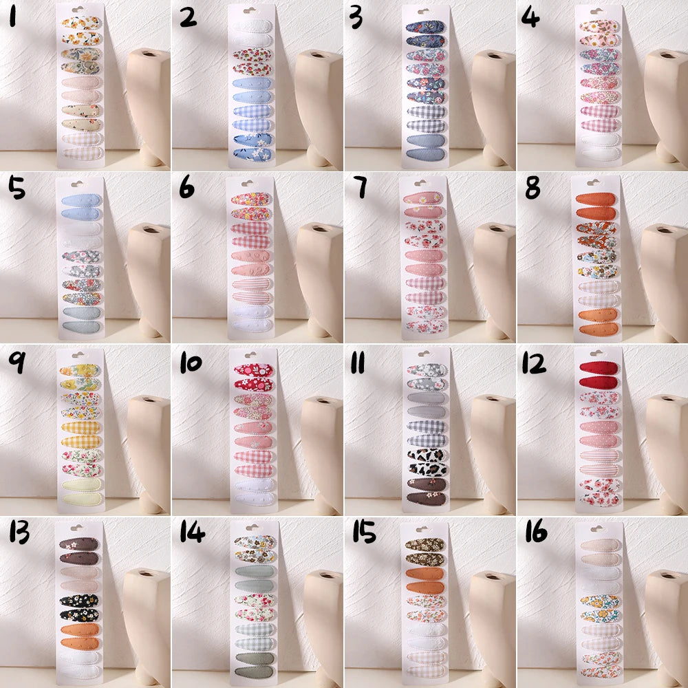 6/10Pcs Fashion Print Hairclips with Paper Jam Girl Waterdrop Broken Hair BB Clip Handmade Hairpin Headwear Kid Hair Accessories