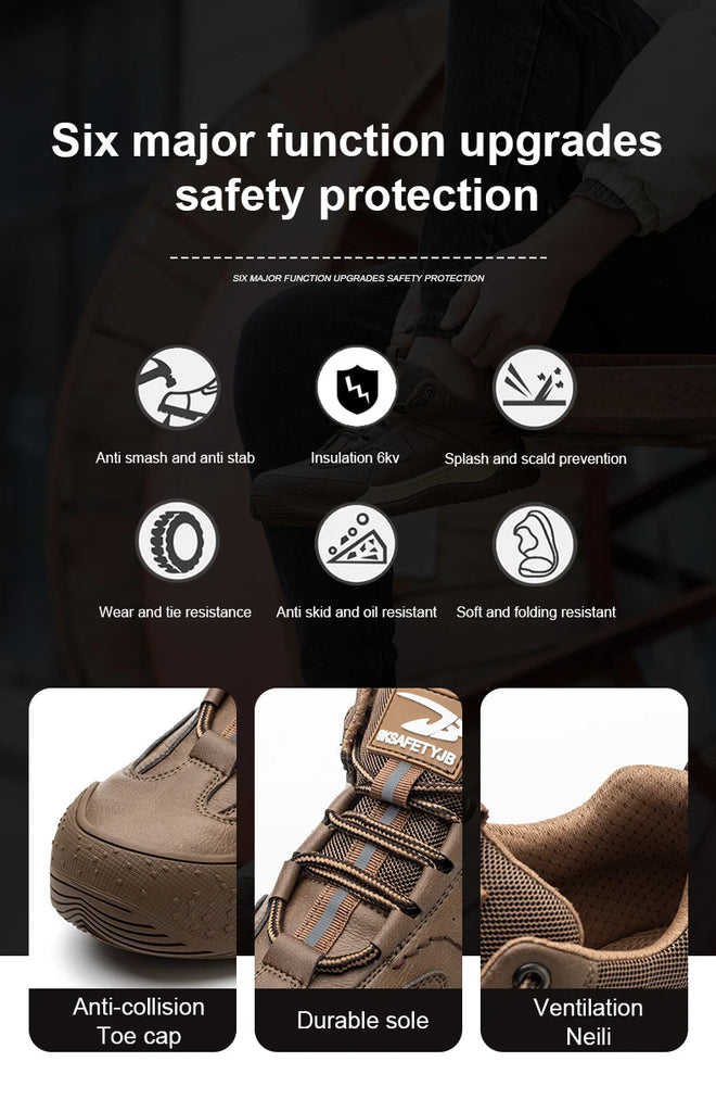 Insulation 6KV Male Composite Toe Work Shoes Sneakers Indestructible Anti-smash Anti-puncture Leather Safety Shoes