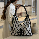 Load image into Gallery viewer, Hollow Out Slim Beach Bags For Women Luxury Designer Handbags Purses 2024 New In Nylon Rope Braided Canvas Inner Pocket Shoulder
