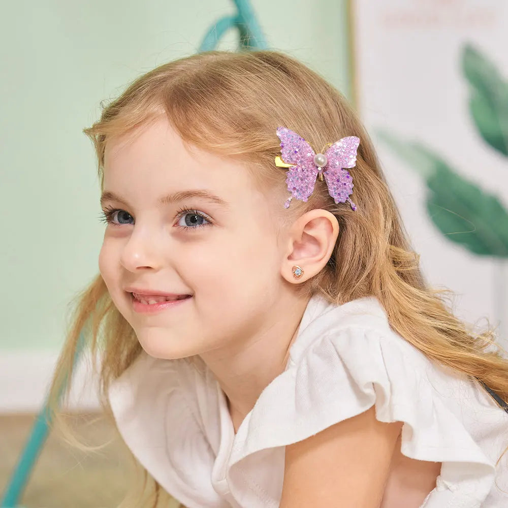 2/6Pcs Colorful Butterfly Hairpins Girl Hair Clips Barrettes Women Sweet Hair Ornament Rainbow Headwear Fashion Hair Accessories