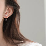 Load image into Gallery viewer, Delicate Cute Zircon Moon Tassel Butterfly Stud Earrings For Women Korean New Fashion Asymmetric Earrings Girls Party Jewelry
