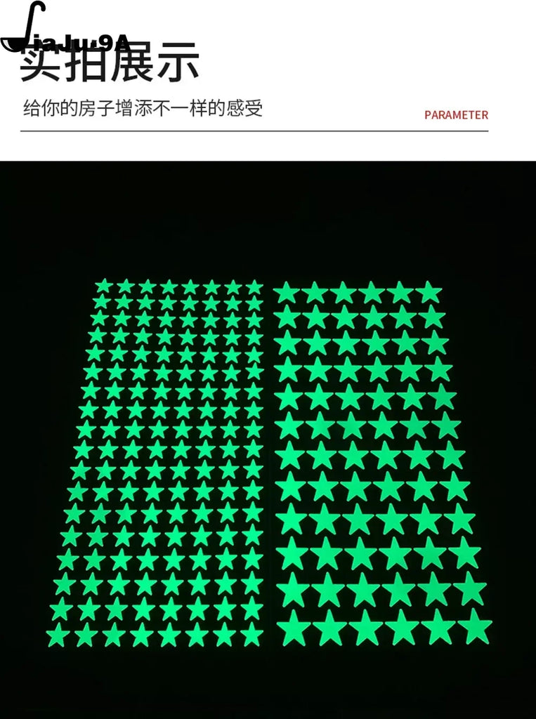 Green Star Luminous Stickers Children's Bedroom Wall Fluorescent Stickers Home Decoration DIY Self-adhesive Dot Stickers