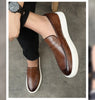 Man Shoes Embossed Leather Men's Fashion Casual Penny Loafers Slip-on Thick Sole Office Moccasins Flats