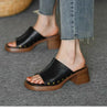 Women Slippers Thick High Heels Genuine Leather Quality Fashion Peep Toe Pumps Platforms Casual Party Shoes Woman Slides Women