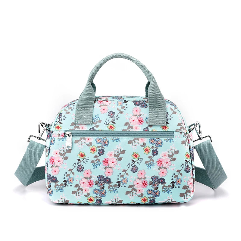 Fashion Multi-pockets Female Bag High Quality Durable Fabric Women Shoulder Bag Casual Floral Printing Girls Shopping Handbag