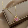 Trend Unique Design Elegant Delicate Pink Love Zircon Clavicle Necklace Women Jewelry Party Gift