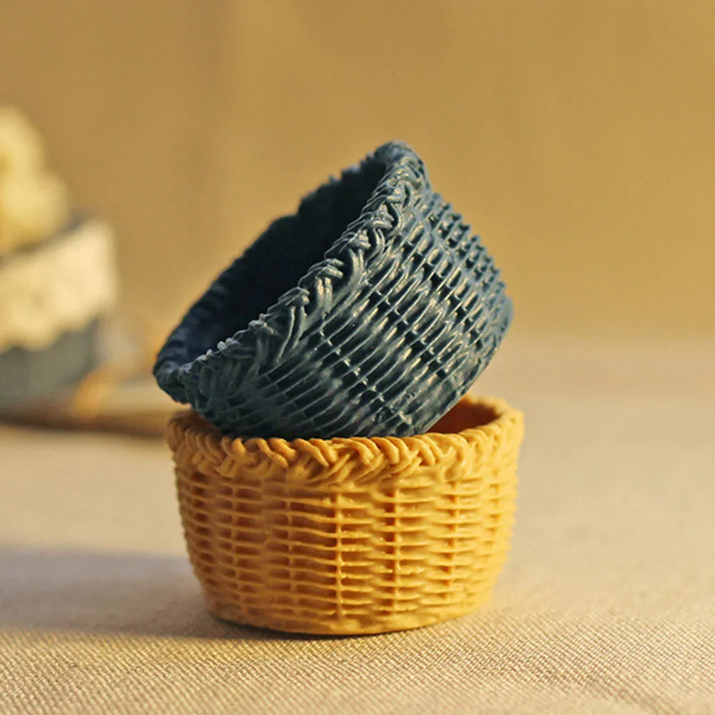 Home Decor Miniature Baskets for Crafts House Accessories Small Storage Ornament Resin