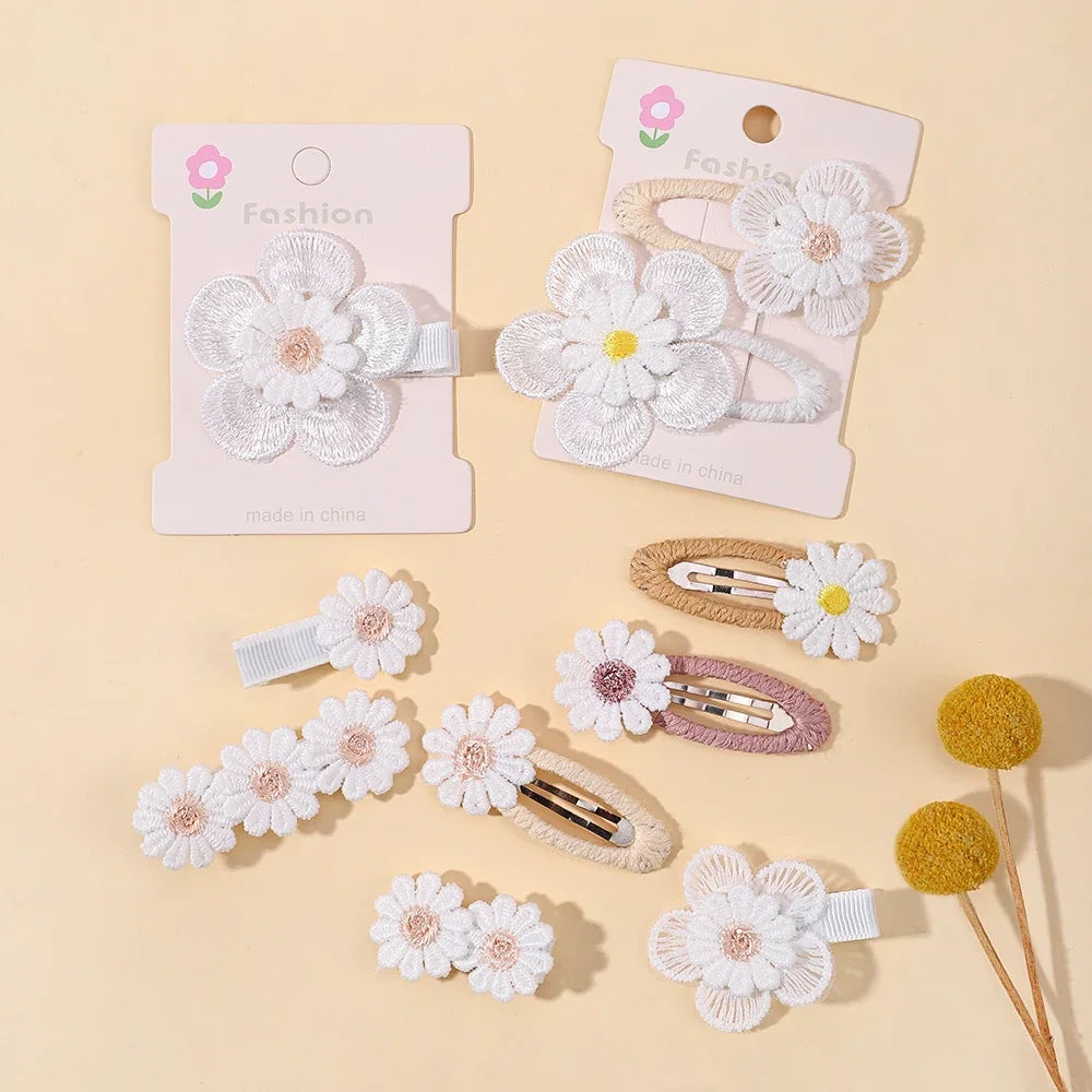 1pcs Ins Daisy Flower Hair Clips Baby Girl Hairpins for Kids Lace White Barette Princess Infant Hair Accessories Wholesale