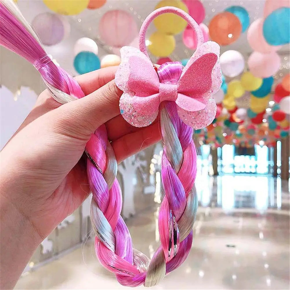 Girls Hair Bow Kids Rainbow Hair Tie Princess Accessories Toddler Snowflake Elastics Baby Accessories No Damage Braid