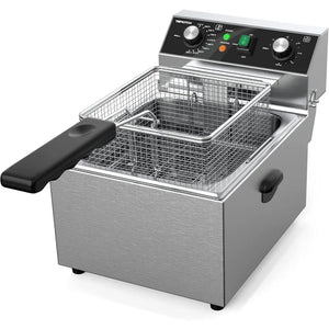 Electric Deep fryer Stainless Steel with Basket & Lid Capacity 10L(10.5QT) Countertop Fryers for Home Kitchen and Restaurant