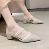 2024 Spring and Autumn New Style Fashionable, Comfortable, Casual and Versatile Sandals Pointed Toe Thin Heels Mesh Slippers