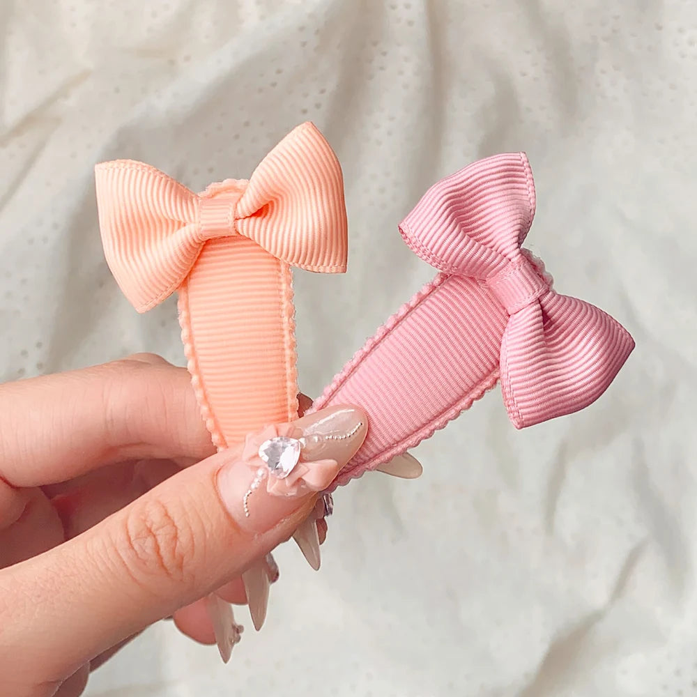 2Pcs Bow Flowers Hair Clip Girl Cute Hair Bands Kids Hair Accessories Handmade Cloth Headwear Hairpins Barrettes Headdress Gift