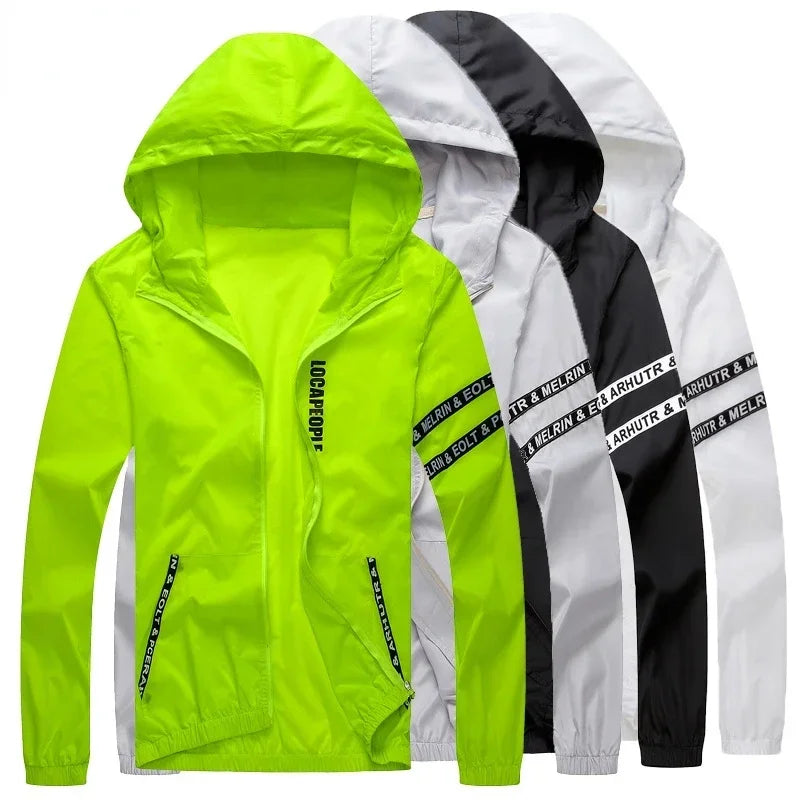 windbreaker summer Sun protection jacket outwear sports Cycling Thin  hooded coats men jaqueta masculina Brand clothing