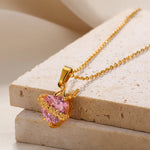Load image into Gallery viewer, Luxury Pink Zircon Heart Necklace for Women Gothic Sword Go Through Heart Pendant Elegant Crystal Flower Love Choker Y2k Jewelry

