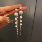 Load image into Gallery viewer, Korean Imitation Pearl Tassel Long Earring Personality Simple Temperament Stud Earrings for Women Party Jewelry Valentine's Gift
