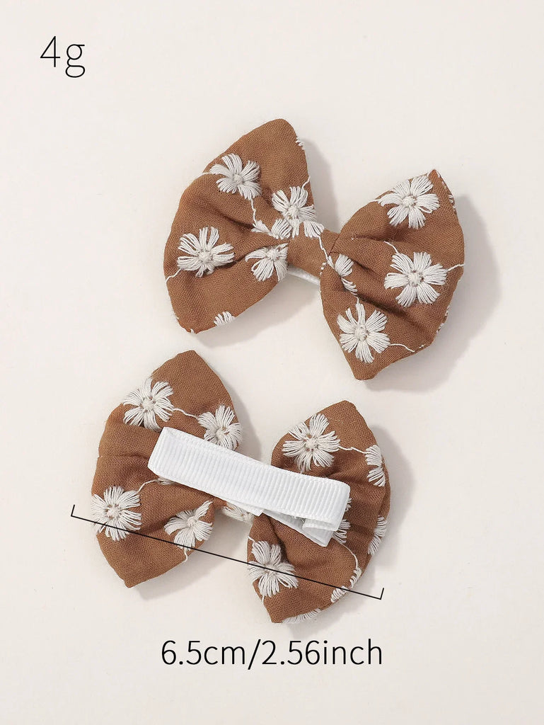 10pcs/set Embroidery Bows Hair Clips Hairpins for Girls Handmade Cotton Barrettes Kids Butterfly Headwear Baby Hair Accessories