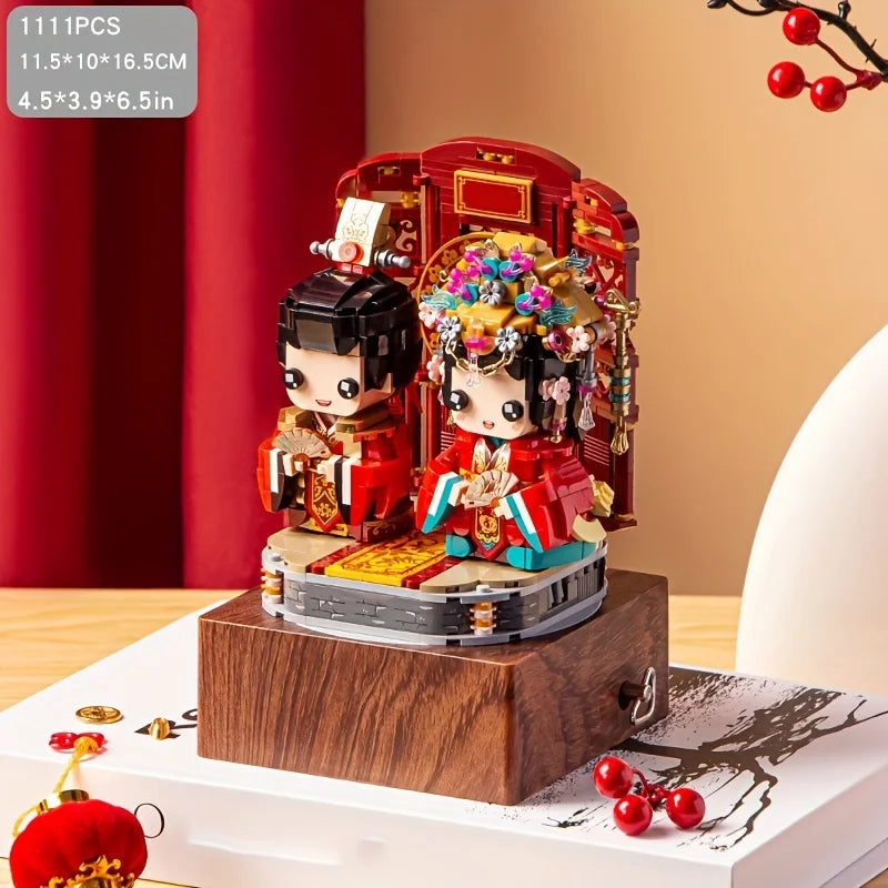 Unique Wedding Gift Idea: Assembled Building Blocks Music Box with Chinese Wedding Music - Perfect Decoration!