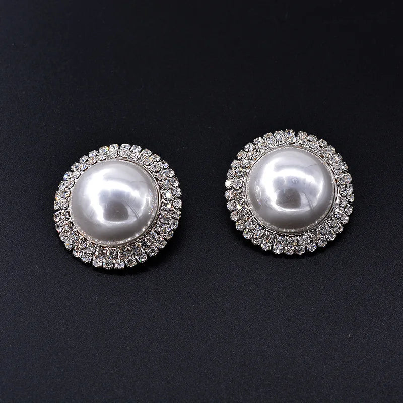 Big Crystal Pearl Stud Earring for Women Luxury Shiny Round Earring Fashion Jewelry Luxury Accessories Bridesmaid Gift