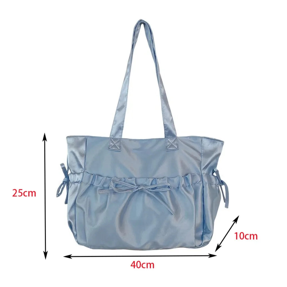 Trendy Bowknot Handbag Shoulder Bag Large Capacity Casual Tote Bag Underarm Bag Daily Commuting Bag Travel Beach Bag