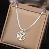 Stainless Steel Necklaces Snake Herringbone Blade Chain Trend Gothic Vintage Fortune Tree Pendants Necklace For Women Jewelry