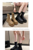 Round Toe Women's Rubber Boots Shoes Boots-Women Winter Footwear Flat Heel Chelsea Zipper Rain High Heel Autumn Ladies 2023 Loli