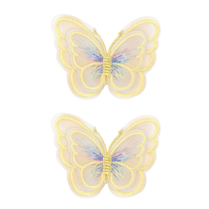 2Pcs Butterfly Hair Clip For Girl Embroidery Barrettes Fairy Hairpin Kids Hair Decor Hairpins Headwear Lovely Hair Accessories