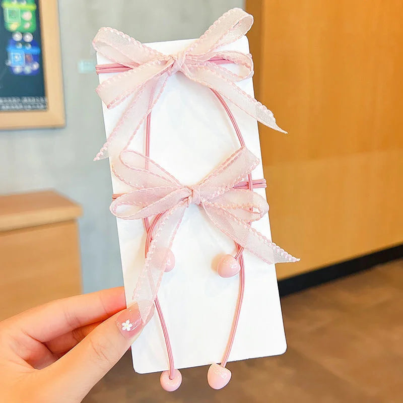 2PCS New Cartoon Series Girls Cute Kids Elastic Hair Bands Children Hair Ties Princess Hair Accessories Baby Headwear