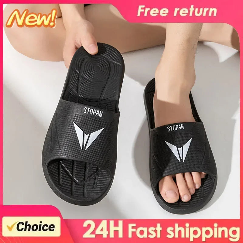 New Men's Slippers Summer Fashion Soft Sole Non-slip PVC Flip Flops Casual Outdoor thick sole Slippers Bathroom Couple Slippers