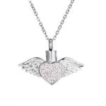 Load image into Gallery viewer, Heart with Angel Wings Stainless Steel Cremation Jewelry Necklace Urn Memorial Keepsake Pendant for Ashes with Funnel Fill Kit
