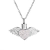 Heart with Angel Wings Stainless Steel Cremation Jewelry Necklace Urn Memorial Keepsake Pendant for Ashes with Funnel Fill Kit