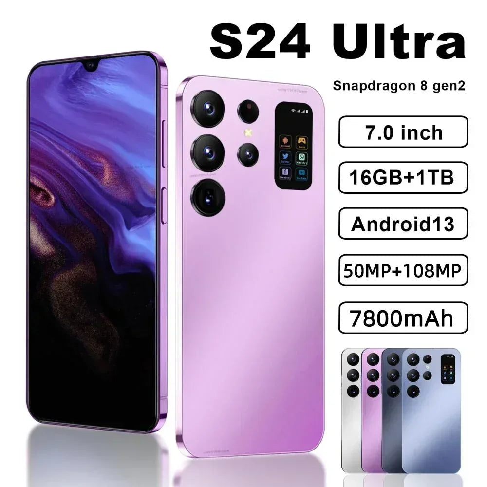 S24 Ultra Smartphone 5G Android Original Smart Mobile Phone 16G+1T Dual Sim Cellphones 7800mAh Cell Phone Celulare Face Unlocked