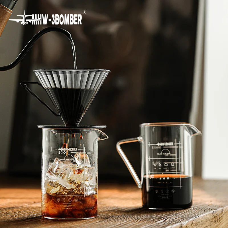 MHW-3BOMBER 360ml Clear Glass Coffee Server Delicate Hand Brew Coffee Accessories Professional Home Barista Cafe Bar Tools