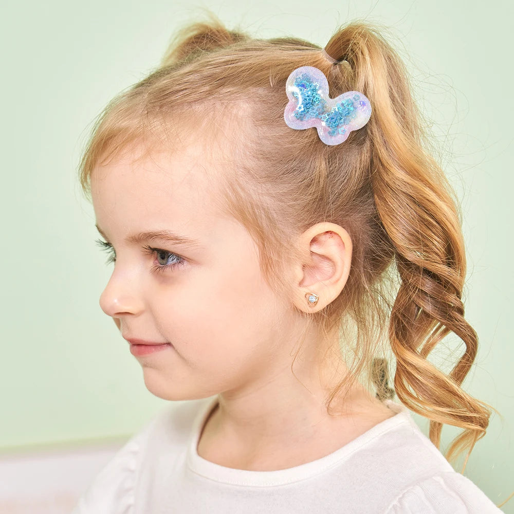 3/6pcs Fashion Sequin BB Hair Clips Color Transparent Flowing Sand Bangs Hair Gripes Girl Cute Cartoon Kids Headwear Accessory