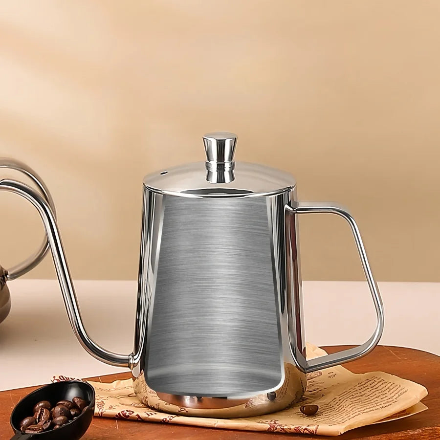 Stainless Hand Drip Coffee Hot Water Pot with Lid Gooseneck Kettle Hanging Ear Coffee Non-stick Home Kitchen Cafe Accessories