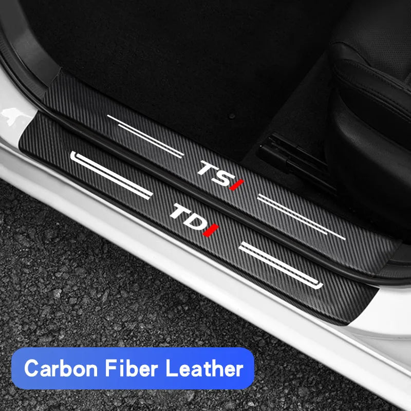 For Volkswagen TDI TSI GOLF POLO Touareg Tiguan passat Jetta Carbon Fiber Car Doorsill Sticker Protective Film Accessories Trunk