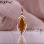 Load image into Gallery viewer, PATAYA Women 585 Rose Gold Color Dark Brown Cubic Zircon Stone Wedding Rings Earring Pendant Necklace Set Fashion Jewelry 2023
