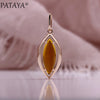 PATAYA Women 585 Rose Gold Color Dark Brown Cubic Zircon Stone Wedding Rings Earring Pendant Necklace Set Fashion Jewelry 2023