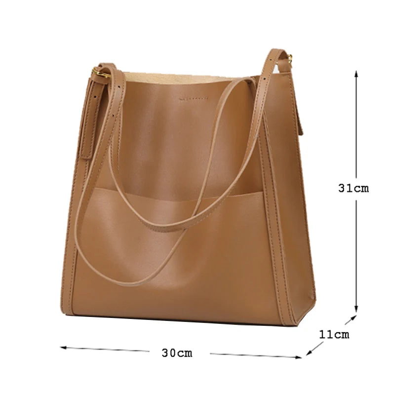 Lady Casual Split Leather Luxury Handbag And Shoulder For Women Bags Brand Designer Magnetic Buckle Teenage Girl Commute Tote