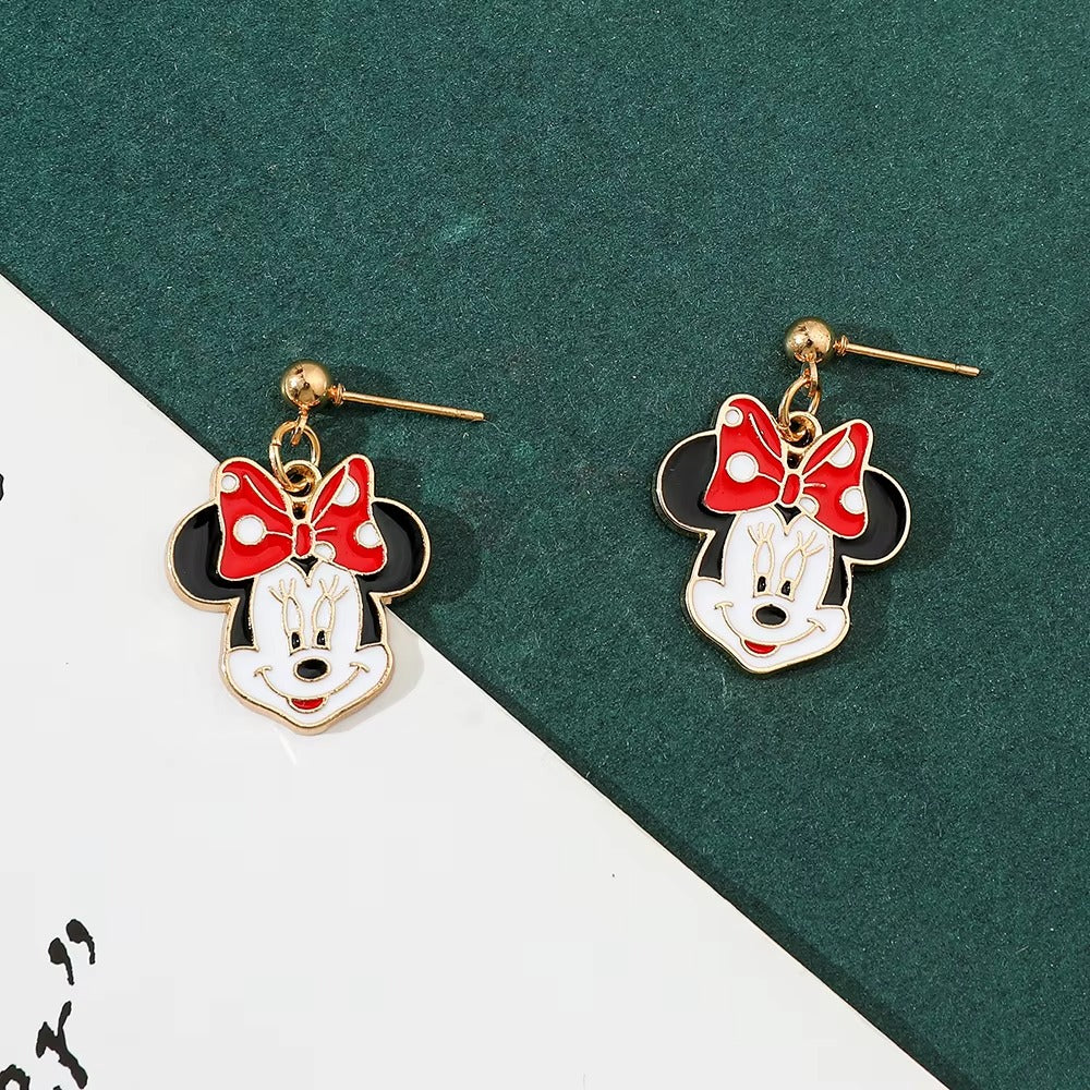 Cartoon Minnie Earrings for Women, Ear Stud Piercing, Jewelry Accessories, Girl Gift